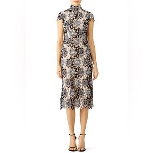 ML Monique Lhuillier- Black and White Floral Lace Dress Size 8